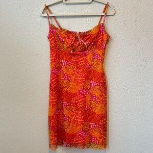Vintage 90s/Y2K Coastal Concepts mini dress sheer Patchwork Floral Sleeveless